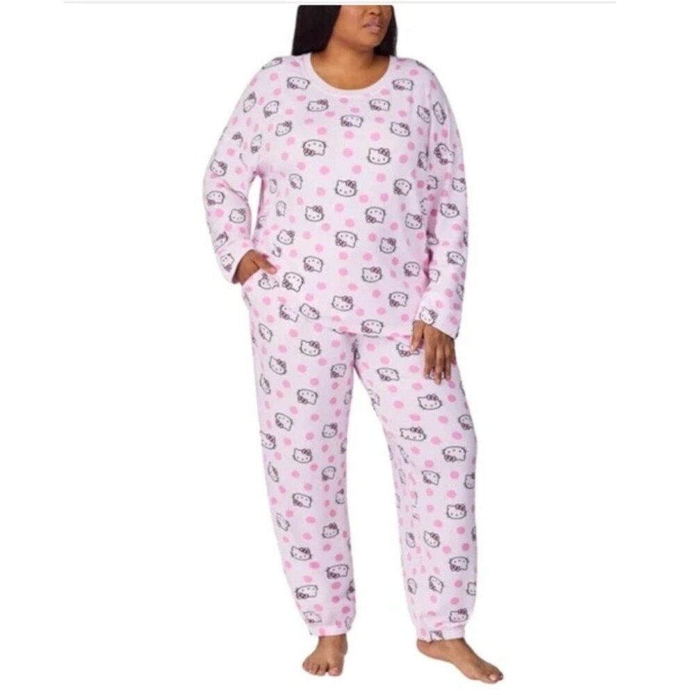 NEW Sanrio Hello Kitty 2 piece Loungewear Lounge Pajamas PJs Set Pants Top 22 24